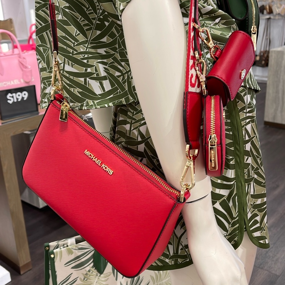 MICHAEL KORS JET SET TRAVEL SMALL SHOULDER CROSSBODY WITH TECH ATTCH AIRPOD  MK - Picture 14 of 16